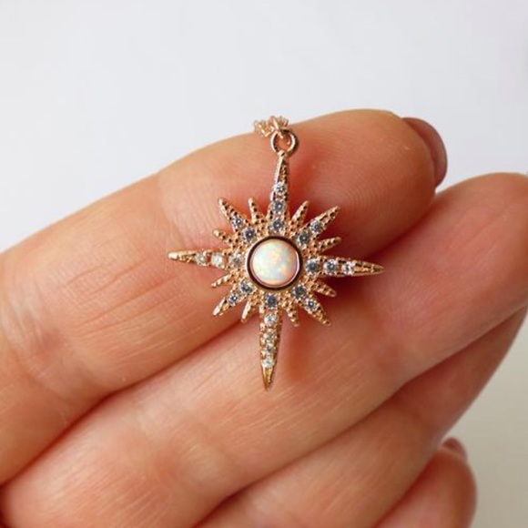 Opal North Star CZ Necklace - Rose Gold - Picture 5 of 5